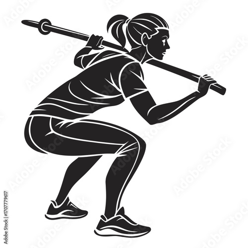 Silhouette of Woman Performing Barbell Squat Exercise weightlifting