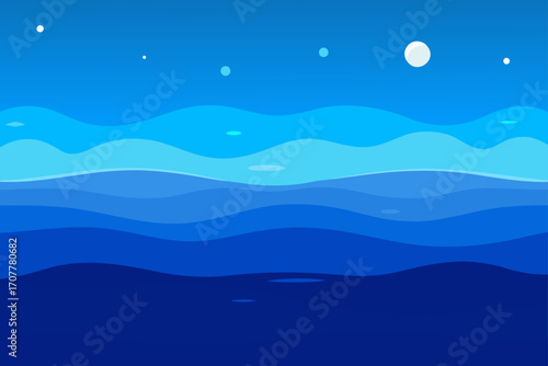Blue Ocean Water Reflection Bokeh Background