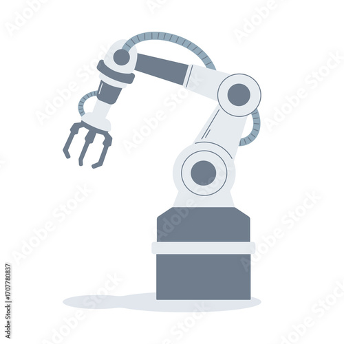 A versatile industrial robot arm with a gripper, designed for complex assembly lines. It represents the pinnacle of modern engineering and manufacturing automation.