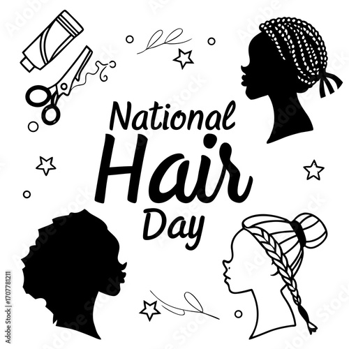 NATIONAL HAIR DAY vector illustration