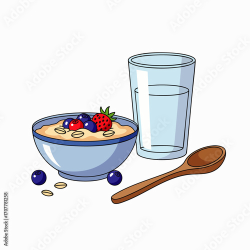 Cultivate a peaceful morning routine with a nutritious bowl of oatmeal and fresh berries, embodying self-care, wellness, and mindful living.