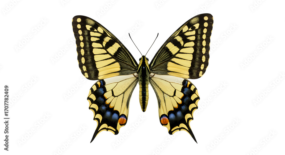 Fototapeta premium Stunning Old World Swallowtail Butterfly Detailed CloseUp on transparent background