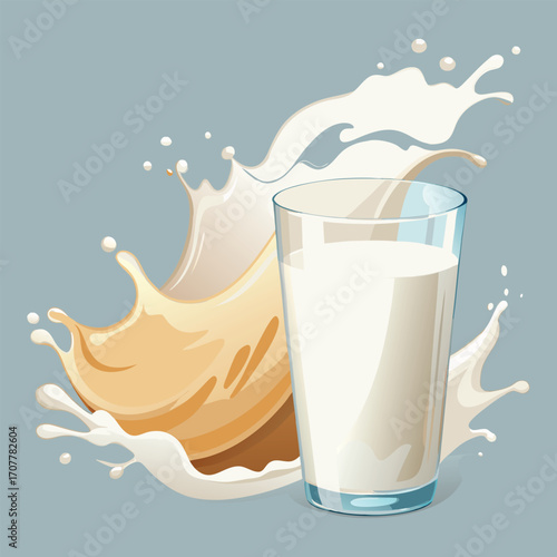 Milk vector. milk.  Realistic glass of milk isolated on transparent background. Vector illustration. Glass of milk. Toasting with Milk Glass. Tall glass of milk against a white background. 