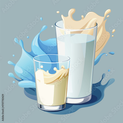 Milk vector. milk.  Realistic glass of milk isolated on transparent background. Vector illustration. Glass of milk. Toasting with Milk Glass. Tall glass of milk against a white background. 
