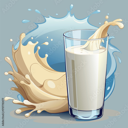 Milk vector. milk.  Realistic glass of milk isolated on transparent background. Vector illustration. Glass of milk. Toasting with Milk Glass. Tall glass of milk against a white background. 