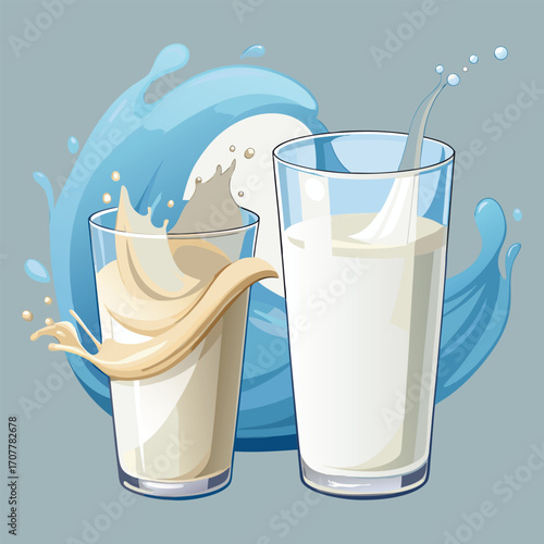 Milk vector. milk.  Realistic glass of milk isolated on transparent background. Vector illustration. Glass of milk. Toasting with Milk Glass. Tall glass of milk against a white background. 
