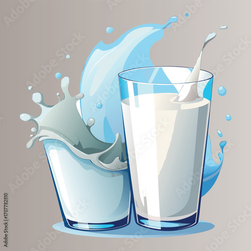 Milk vector. milk.  Realistic glass of milk isolated on transparent background. Vector illustration. Glass of milk. Toasting with Milk Glass. Tall glass of milk against a white background. 
