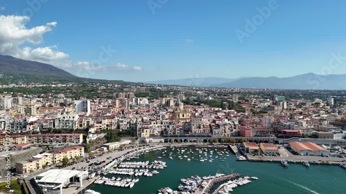 drone, vista su Torre Annunziata, Napoli, Italia