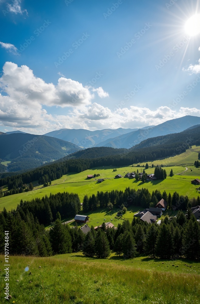 Obraz premium mountain landscape with blue sky and clouds