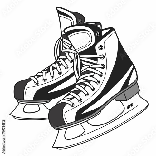Pair of ice skates with laces and blades on a white background ice skating winter sport