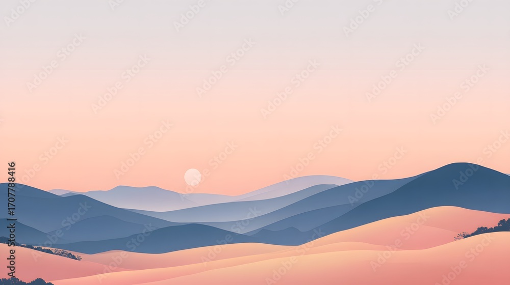 Fototapeta premium Abstract mountain landscape poster, modern nature wall art, vector style.