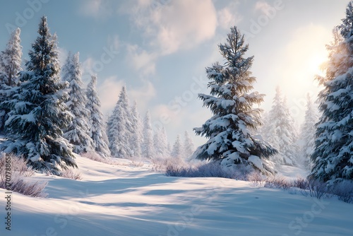 Wallpaper Mural Winter Background with a Beautiful Snow Covered Trees. Enchanting For Christmas Scene. Torontodigital.ca