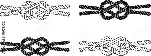Strong nautical knots in black and white, symbolizing connection and security
