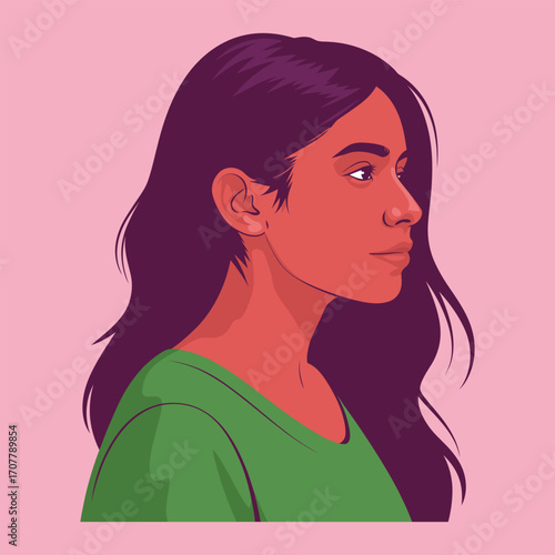 Portrait of a young Hispanic woman in profile