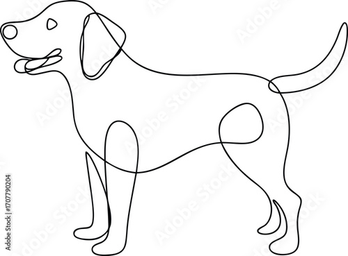 Continuous Line Drawing Dog Vector, One Line Dog Art Vector Illustration