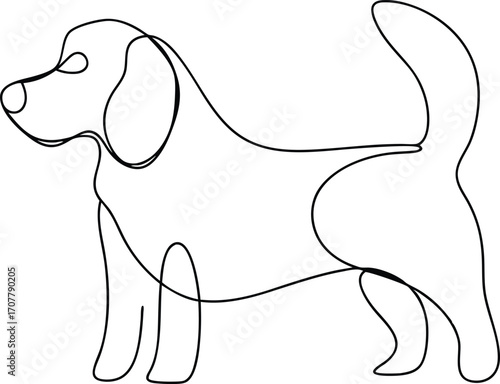 Continuous Line Drawing Dog Vector, One Line Dog Art Vector Illustration
