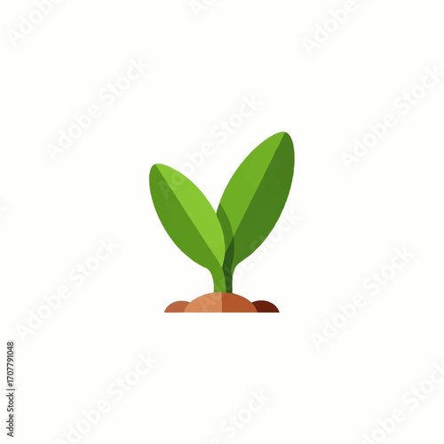 Green sprout emerging from the soil, representing growth, new life, and nature's renewal with a simple, flat design