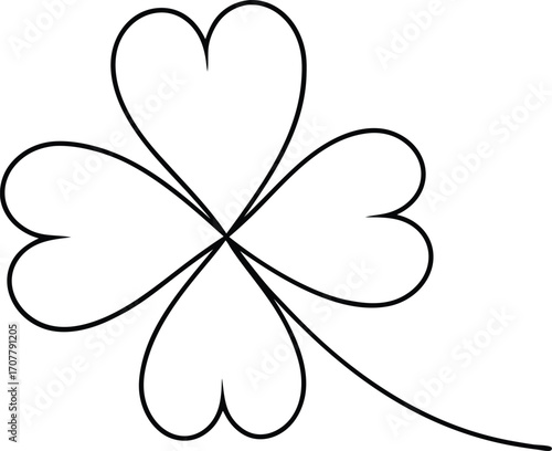 Continuous Line Drawing Shamrock Vector, One Line Shamrock Art Vector Illustration