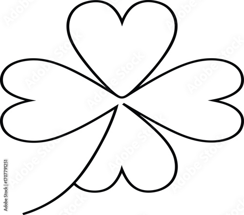 Continuous Line Drawing Shamrock Vector, One Line Shamrock Art Vector Illustration