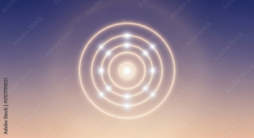 Fototapeta premium Glowing oval aura with concentric circles and inner lights