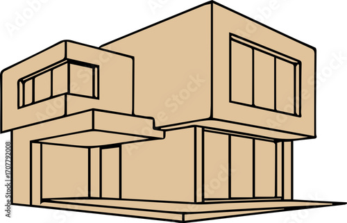 Minimalist Line Art Modern House 
