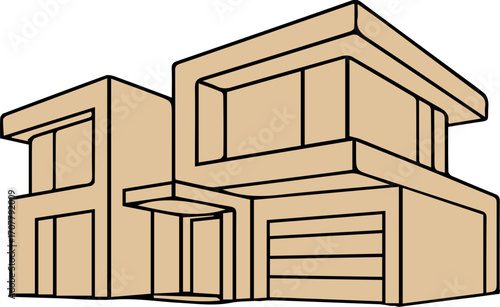 Minimalist Line Art Modern House 