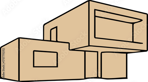 Minimalist Line Art Modern House 
