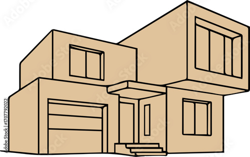 Minimalist Line Art Modern House 