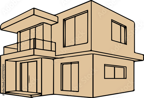 Minimalist Line Art Modern House 