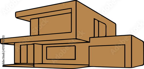 Minimalist Line Art Modern House 