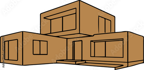 Minimalist Line Art Modern House 
