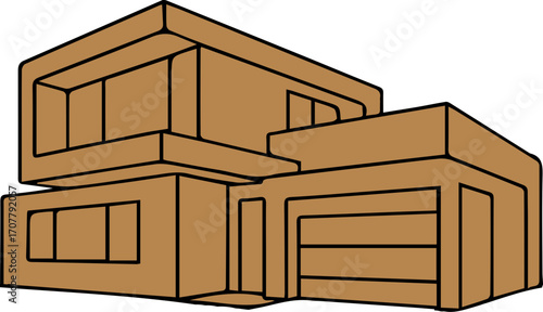 Minimalist Line Art Modern House 