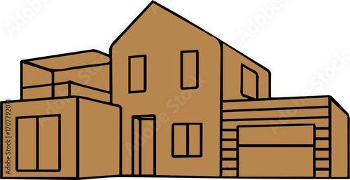 Minimalist Line Art Modern House 