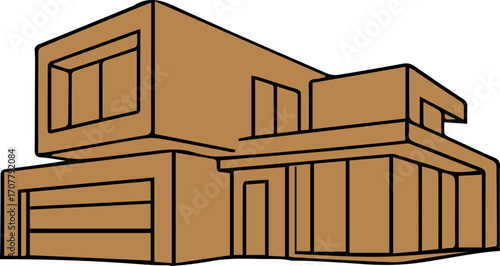 Minimalist Line Art Modern House 