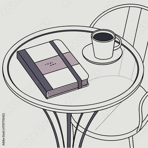 illustration of a mixer and a cup