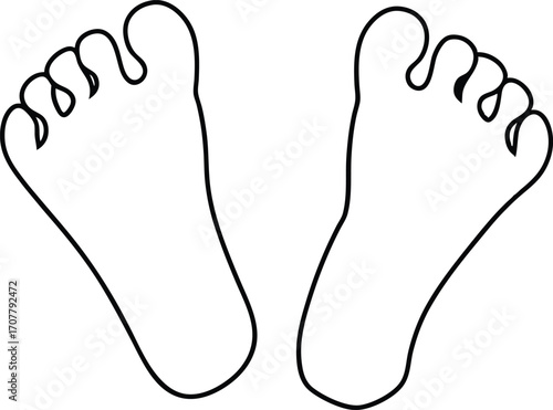 Continuous One Line Drawing of Feet, Single Line Art of Human Feet, Minimalist Anatomy Vector