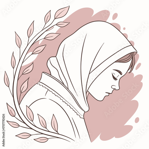Vector art of elegant illustration of a woman in hijab a symbol of modesty, faith, and beauty perfect for islamic art, fashion, and cultural representation a timeless image