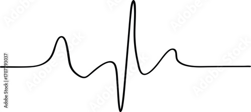 Continuous One Line Heartbeat, Single Line EKG Pulse Drawing, Minimalist Medical and Life Symbol
