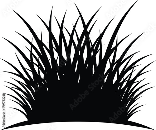 Silhouette of lush green grass against a white background, symbolizing growth and nature.