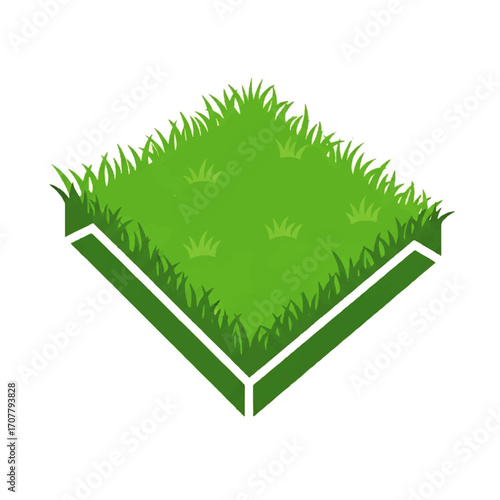 Isometric Green Grass Illustration A Stylized Representation of Nature's Beauty and Freshness