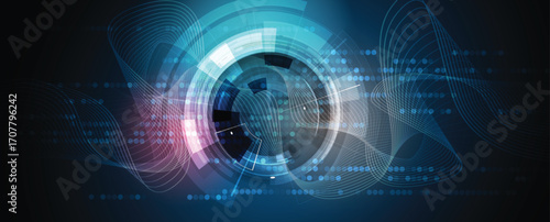 Abstract circle on technology or business futuristic particle background