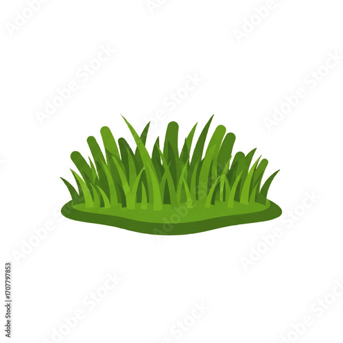 Isolated clump of fresh green grass on a white background. A detailed vector illustration representing nature, growth, and the environment