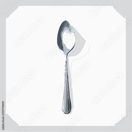 Single Silver Spoon On White Background