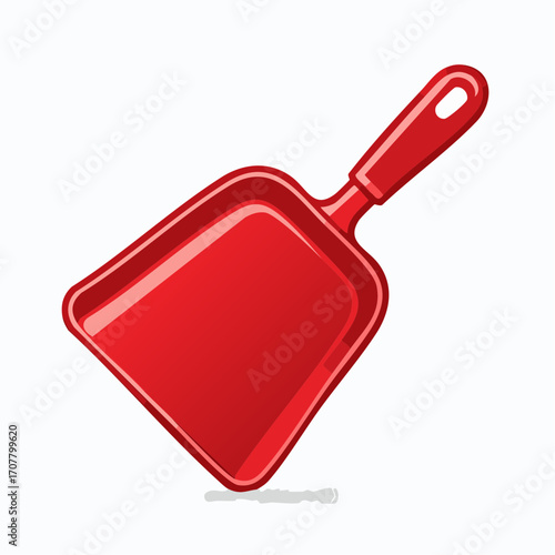 Red Plastic Dustpan On White Background