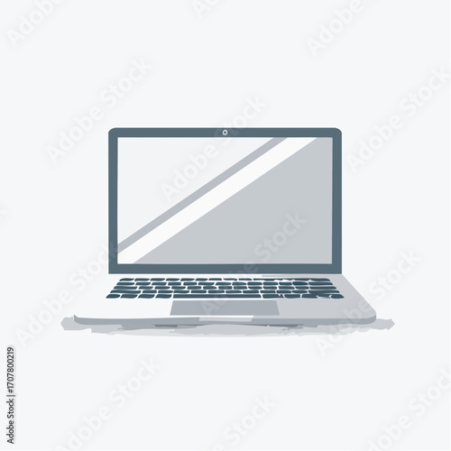 Gray Laptop Computer on White Background