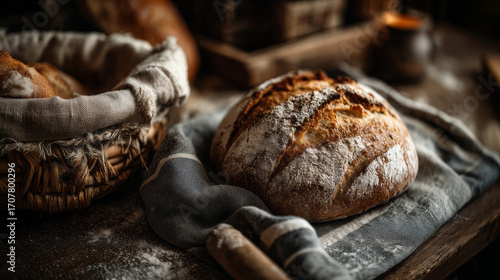 Panel kuchenny z motywem Wiejski chleb na zakwasie – rustykalny bochenek, pieczywo tradycyjne  