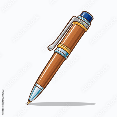 Brown and Silver Ballpoint Pen Illustration