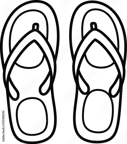 Flip flops sandals outline summer footwear beach vacation shoes