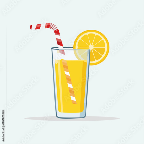 Pixel Art Glass Of Lemonade With Lemon Slice And Striped Straw