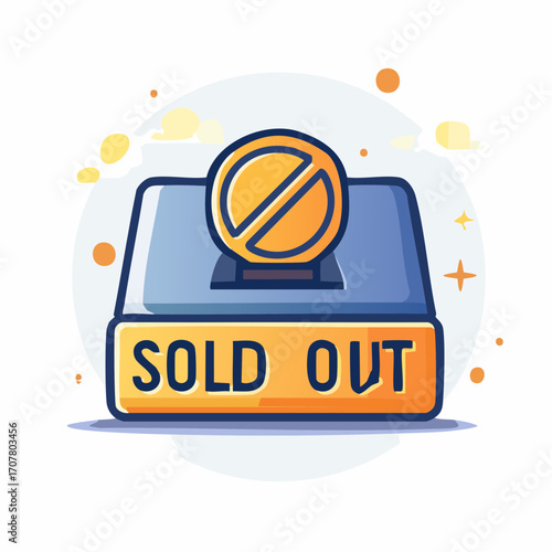 Sold Out Sign With Gold Coin Cartoon Vector Icon Illustration Business Icon Concept Isolated Premium Vector